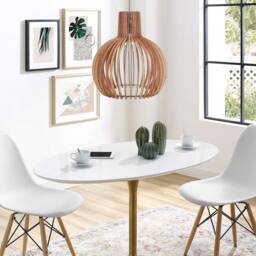 Mondo Mid Century Modern Wood Pendant Light, Plug-In Or Ceiling Onion Shape Light - thumbnail 2