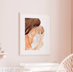 Mother's Embrace Art Print Watercolor Mom & Baby Nursery Wall Hanging - thumbnail 1