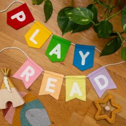 Wild, Roar, Play, Read Felt Bunting Garland, Nursery Wall Hanging, Rainbow Jungle Choices - thumbnail 2