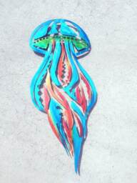 Aluminum Jellyfish Art, Decor, Design, Wall Beach House Handmade Ocean Metal - thumbnail 1