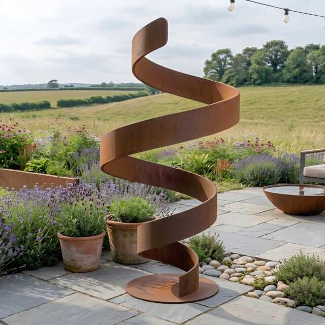 Garden Metal Sculpture Handcrafted Patina Rustic Art Gallery Piece For Outdoors - image 1