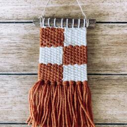 Checker Wall Hanging Woven Macrame Art Decor - Hippie Boho Groovy Funky Living Room Bedroom Nursery Dorm & Fringe - thumbnail 3