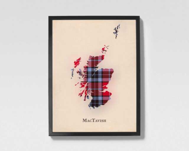 Clan Mactavish Scottish Tartan Map - Of Scotland Family Wall Decor, Ready To Hang - image 1