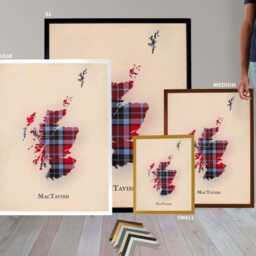 Clan Mactavish Scottish Tartan Map - Of Scotland Family Wall Decor, Ready To Hang - thumbnail 3