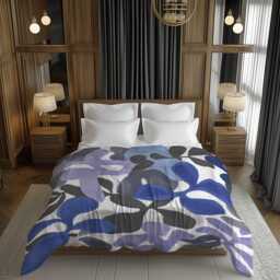 Funky Midcentury Modern Abstract Comforter, Maximalist Bedding For Eclectic Bedroom, Coastal Home Decor, Blue Purple #195