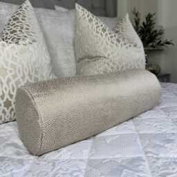 Luxurious Beige Bolster Cushion in Designer Guild Fabric - Champagne Home Decor - thumbnail 4