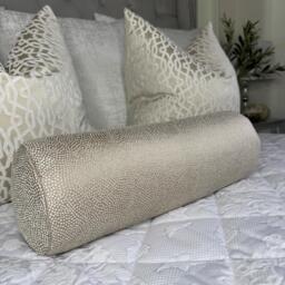 Luxurious Beige Bolster Cushion in Designer Guild Fabric - Champagne Home Decor