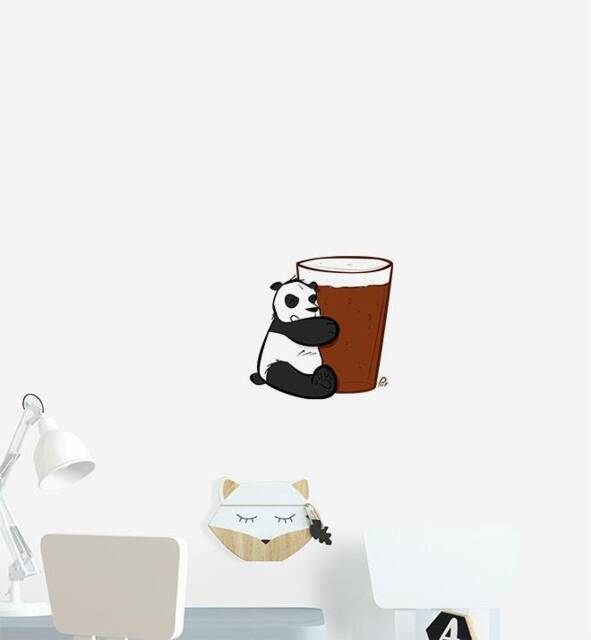Panda Hugging Glass Wall Sticker Decal - Kids Stickers, Animals Childrens Decals, Art, Room, Girl, Boy