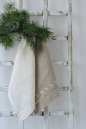Linen Guest-Face Towel/ Dish Towel Organic/ Handembroidered Linen/ Vintage Christmas Gift/Hand Hygge Bath - thumbnail 1
