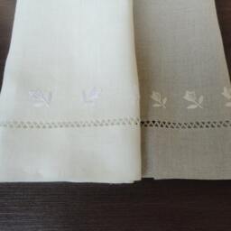 Linen Guest-Face Towel/ Dish Towel Organic/ Handembroidered Linen/ Vintage Christmas Gift/Hand Hygge Bath - thumbnail 4