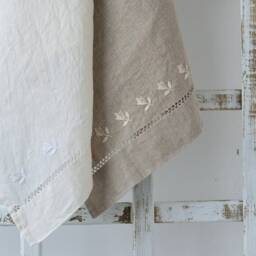 Linen Guest-Face Towel/ Dish Towel Organic/ Handembroidered Linen/ Vintage Christmas Gift/Hand Hygge Bath - thumbnail 2