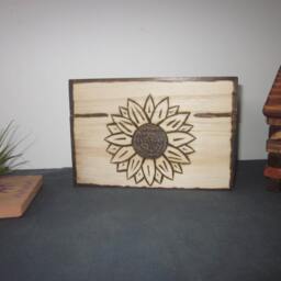 Woodburned Sunflower Wooden Box Keepsake True Friendship Friendship Box - thumbnail 4
