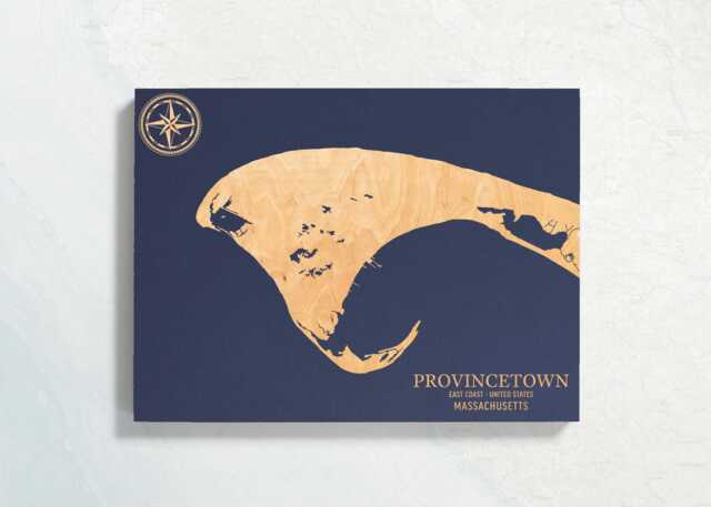 Provincetown, Massachusetts Map - Engraved Wood Coastal Chart Wall Art Sign, Beach House Home Decor Nautical Print, Unique Personalized Gift - image 1