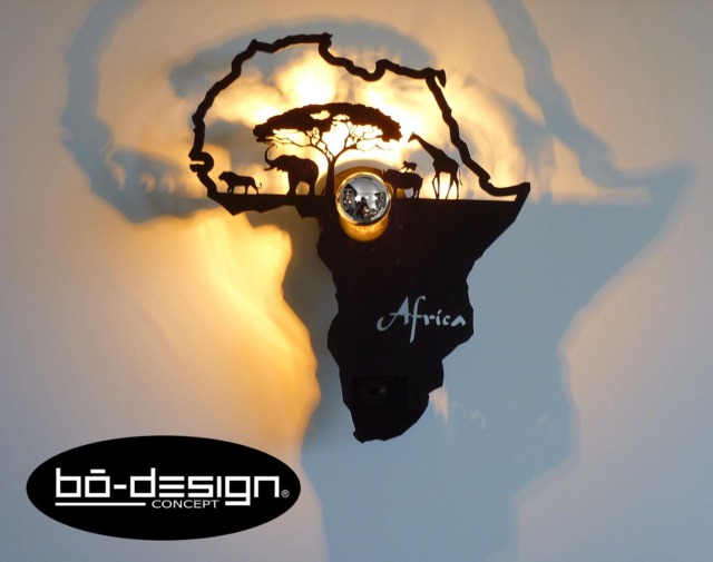 Africa, Lighting Wall, 35 cm, 110 V, Ethnic Light, Lighting Design, African Lighting, Africa Map, Africa Animal, Lighting Designer, Vintage - image 1