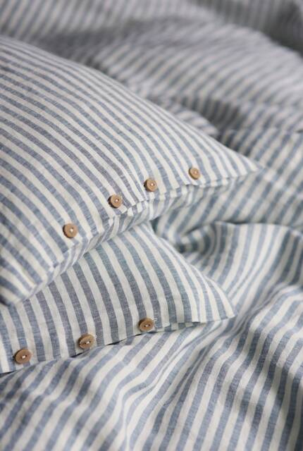 Luxury Bedding Set, Linen Duvet Cover, Full Size Striped Bedding Include 1 Cover 2 Pillowcases, Relaxation Housewarming Gift - image 1