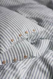 Luxury Bedding Set, Linen Duvet Cover, Full Size Striped Bedding Include 1 Cover 2 Pillowcases, Relaxation Housewarming Gift - thumbnail 1