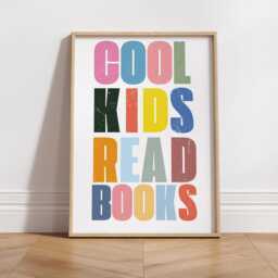 Cool Kids Read Books - Multicolour Poster Typography Print For Children, Book Lover Quote Wall Art Reading Corner, Bedrooms & Playroom - thumbnail 2