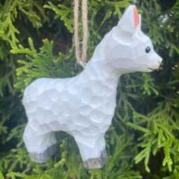 Llama Wooden Figurine Ornament - Hand-Carved Alpaca Rustic Animal Decor - thumbnail 2