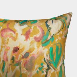 Abstract Watercolour Floral Velvet Cushion - Yellow, - Last Two
