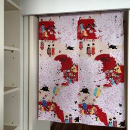 Japanese Geisha Girl Fabric, in The Hanami Or Cherry Blossom Festival Spring Noren Curtain, Wall Tapestries, Decor Hanging Fabric - thumbnail 3