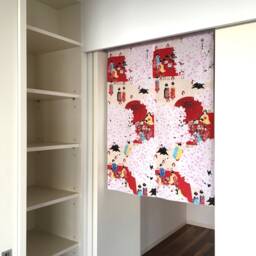 Japanese Geisha Girl Fabric, in The Hanami Or Cherry Blossom Festival Spring Noren Curtain, Wall Tapestries, Decor Hanging Fabric - thumbnail 2