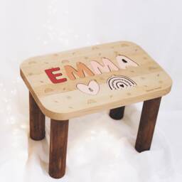 Personalized Stool Wooden Name Puzzle 1St Birthday First Christmas Gift Toddler Stools Children Furniture Tower Table - thumbnail 1