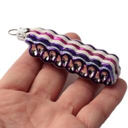 Blown Glass Candy Sweet Christmas Ornament Purple Pink Czech - thumbnail 2