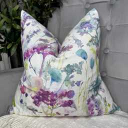 Decorative Pillow - Cushion Cover For Sofa, Bed, Window, Chair, Living Room, Hand-Painted Purple Pink Blue, Voyage Maison Fabric - thumbnail 1