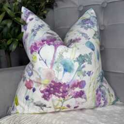 Decorative Pillow - Cushion Cover For Sofa, Bed, Window, Chair, Living Room, Hand-Painted Purple Pink Blue, Voyage Maison Fabric - thumbnail 3