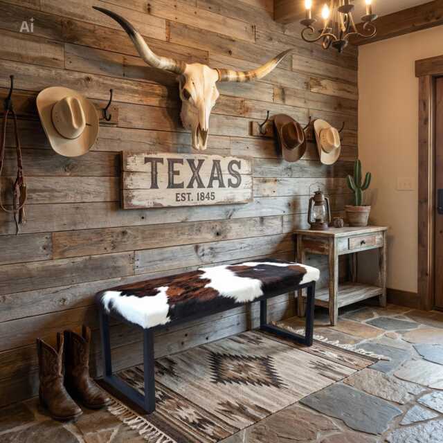 Cowhide & Steel Bench - Entryway Seating End Of Bed Accent Bench Fpb - image 1
