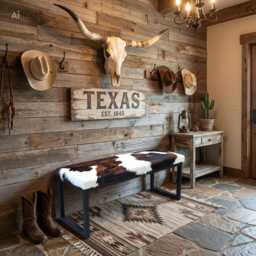 Cowhide & Steel Bench - Entryway Seating End Of Bed Accent Bench Fpb