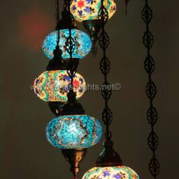 Turkish Mosaic Water Drop Chandelier - 11 Large Globe Ottoman Ceiling Lamp - H11 - thumbnail 3
