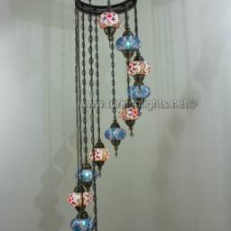 Turkish Mosaic Water Drop Chandelier - 11 Large Globe Ottoman Ceiling Lamp - H11 - thumbnail 4