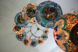 Turkish Mosaic Water Drop Chandelier - 11 Large Globe Ottoman Ceiling Lamp - H11 - thumbnail 1