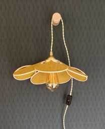 7-Petal Linen & Rattan Flower Lamp - Chandelier Wall Light Handcrafted