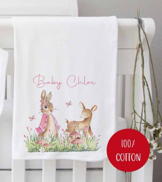 Flopsy Rabbit , Baby Blanket New Born Gift, Present, Shower New Mum Personalised