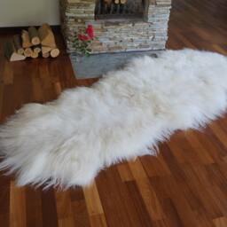 "Giant Double White Icelandic Sheepskin Rug, Genuine Leather Wool Carpet, Cozy Throw - 79"" X 36" - thumbnail 3