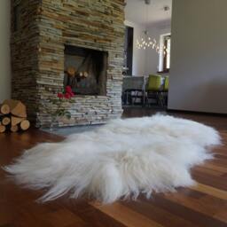 "Giant Double White Icelandic Sheepskin Rug, Genuine Leather Wool Carpet, Cozy Throw - 79"" X 36" - thumbnail 2
