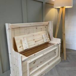 Handmade Unpainted Pine Storage Bench, Hallway Entryway Bench - thumbnail 4