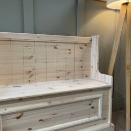 Handmade Unpainted Pine Storage Bench, Hallway Entryway Bench - thumbnail 2