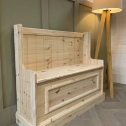 Handmade Unpainted Pine Storage Bench, Hallway Entryway Bench - thumbnail 3