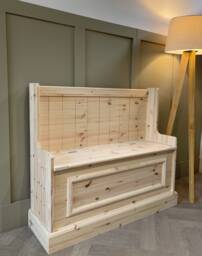 Handmade Unpainted Pine Storage Bench, Hallway Entryway Bench