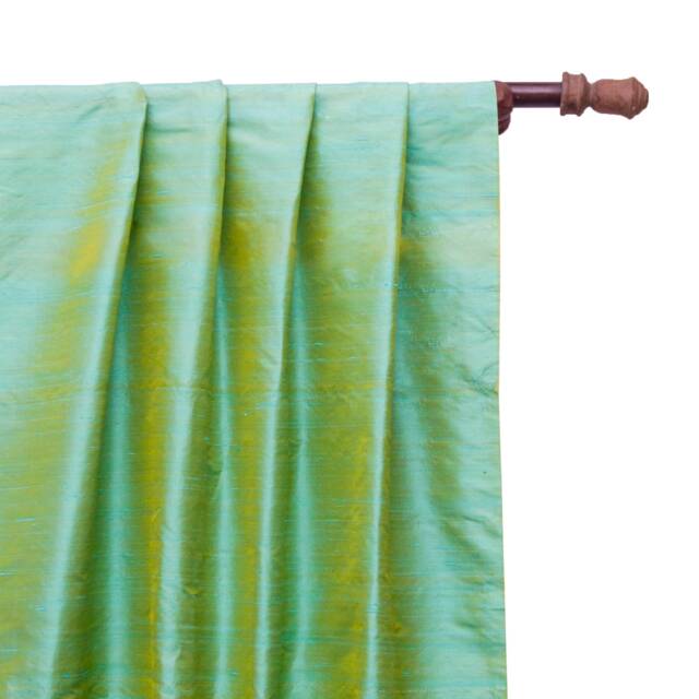 Sea Blue & Gold Silk Dupioni Curtain Panels - Rod Pocket, Grommet, Box Pleat, Three Pinch Tab Top & Plain Ring Top - image 1