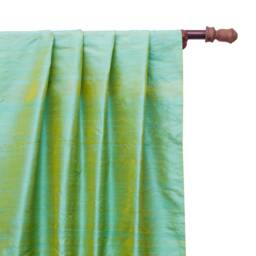 Sea Blue & Gold Silk Dupioni Curtain Panels - Rod Pocket, Grommet, Box Pleat, Three Pinch Tab Top & Plain Ring Top