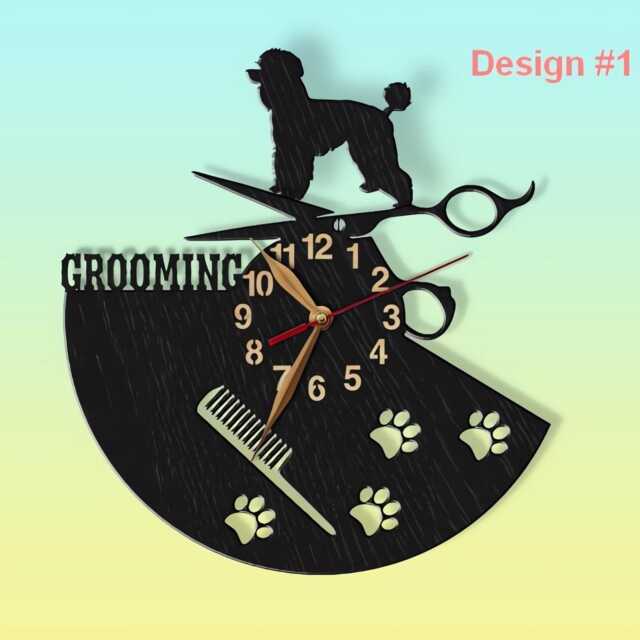Wall Clock Grooming Dog, Any Breed On The Top, Groomer Gift, Canine Salon, Pet Wooden Art Decor 12-18Inch - image 1