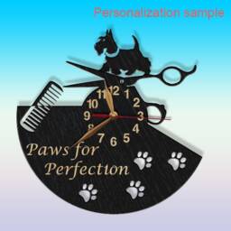 Wall Clock Grooming Dog, Any Breed On The Top, Groomer Gift, Canine Salon, Pet Wooden Art Decor 12-18Inch - thumbnail 2