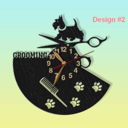 Wall Clock Grooming Dog, Any Breed On The Top, Groomer Gift, Canine Salon, Pet Wooden Art Decor 12-18Inch - thumbnail 3