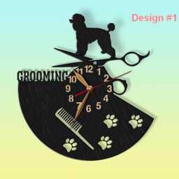 Wall Clock Grooming Dog, Any Breed On The Top, Groomer Gift, Canine Salon, Pet Wooden Art Decor 12-18Inch - thumbnail 1