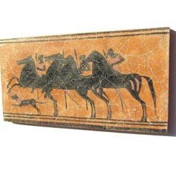 Black Figure Greek Hunters Fresco Painting , Museum Quality Art Gift For Him - thumbnail 3