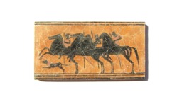 Black Figure Greek Hunters Fresco Painting , Museum Quality Art Gift For Him - thumbnail 1